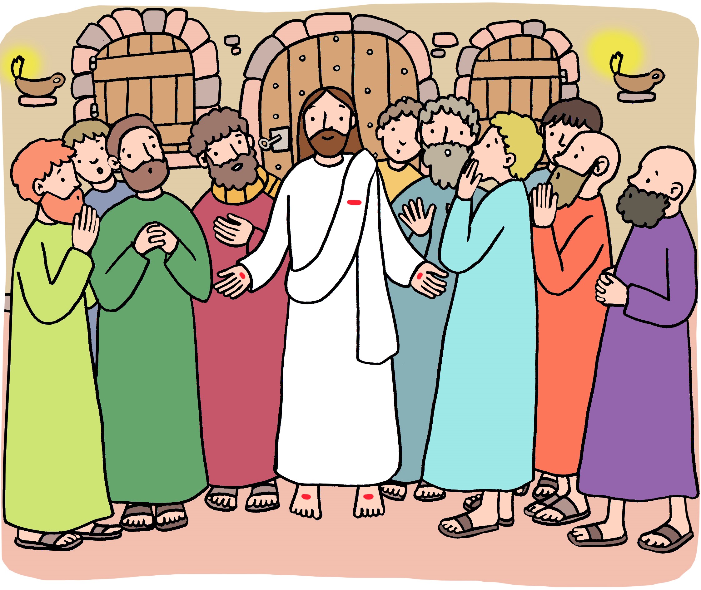 personnages de dessins animés de Jésus et de ses disciples