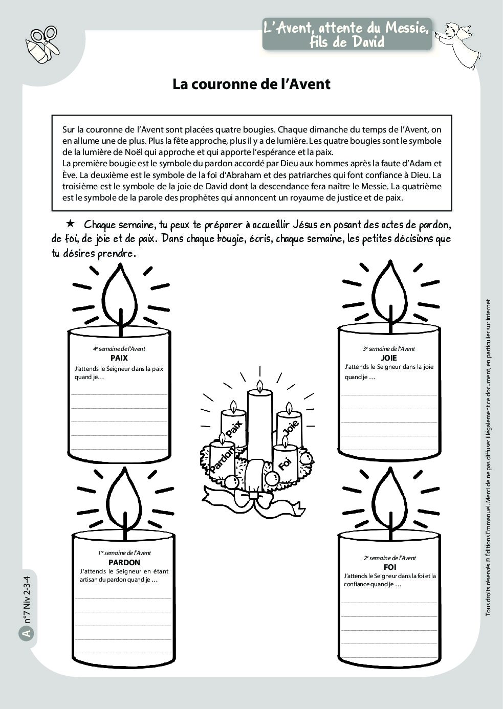 Avent : Calendrier (année Liturgique C) - Catéchisme Emmanuel