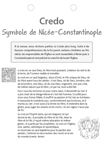 Credo (symbole de Nicée - Constantinople) - Catéchisme Emmanuel